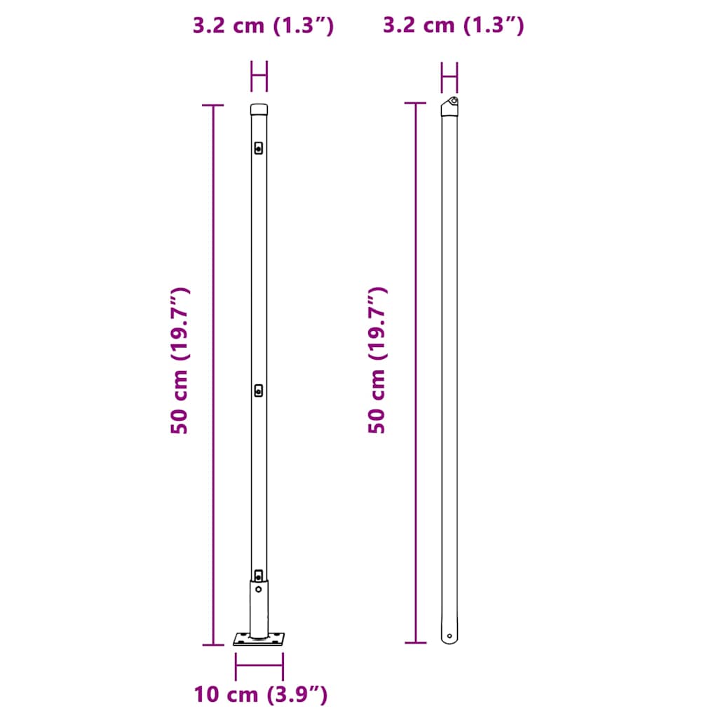 Fence Posts for Concrete Installation 7 Pcs Grey