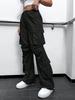 Rose Beauty A Flap Pockets Drawstring Ruched Cargo Parachute Pants