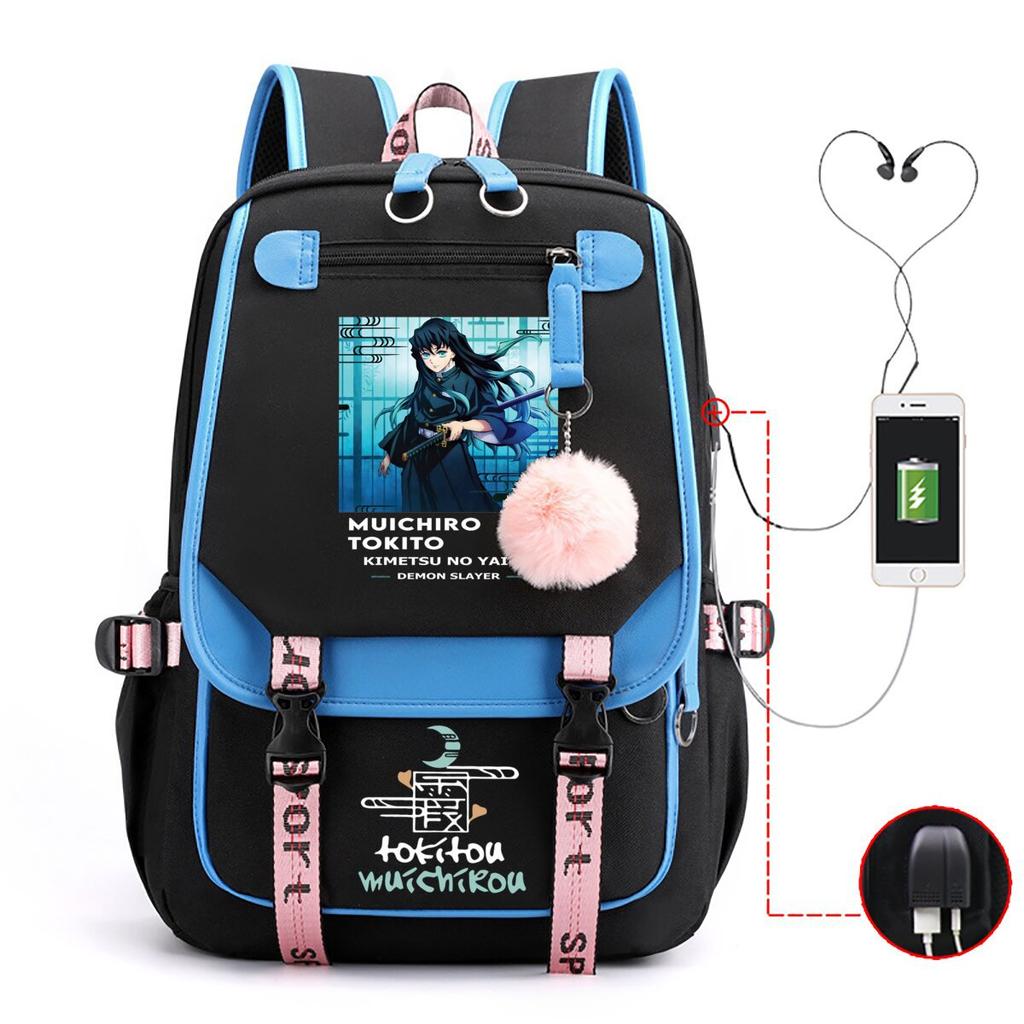 New Animation Schoolbag Children's Contrasting Colors Neutral Printed Primary and Secondary School Students Leisure Backpack with USB Port