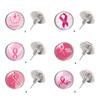 Stylish Breast Cancers Awareness Earrings Gemstones Glass Material Ear Accessories For Fashionable Outfit Pairing