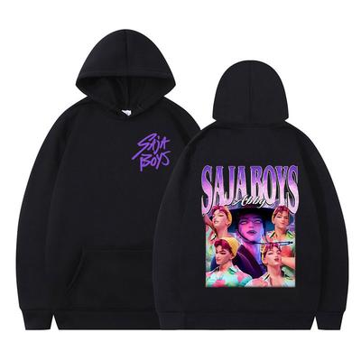 Saja Boys KPop Demon Hunters Double-sided Print Sweatshirt Men Women Vintage Hoodie Long Sleeve Loose and Casual Thick Pullover