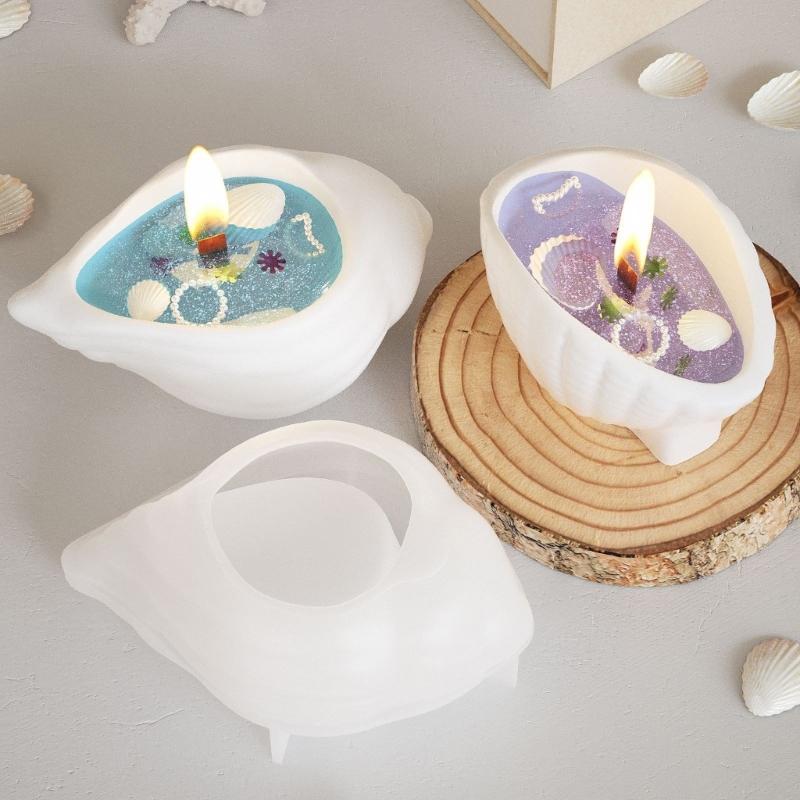 Conch Form Silikonbricka för Epoxiharts Kaster Havssnigel Smyckestallrik Ljusstake Konst Hantverk Heminredning