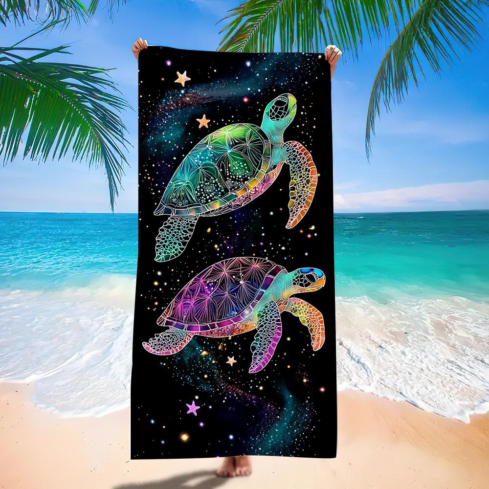 Indigo Mandala Sea Turtle Beach Towel Tie-Dye Print Quick Dry Towel for Yoga & Beach