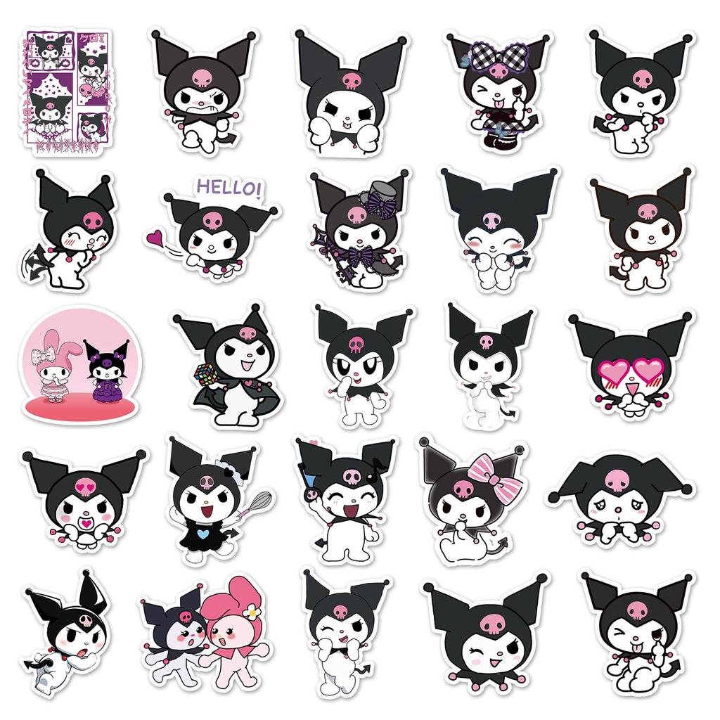 50 Anime Kuromi Cartoon Stickers for Journals, Suitcases, Cars, Fridges - Decorative and DIY Graffiti Set