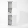 Bathroom column furniture with LED lighting, narrow bathroom storage cabinet with drawer and 2 doors, freestanding tall cabinet