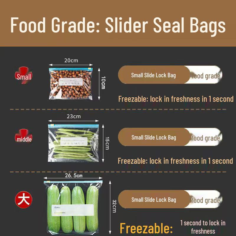 Slider Zipper Seal Food-Grade Thick Fresh-Keeping Bags for Fruits & Vegetables Small 20 pcs озеро синий