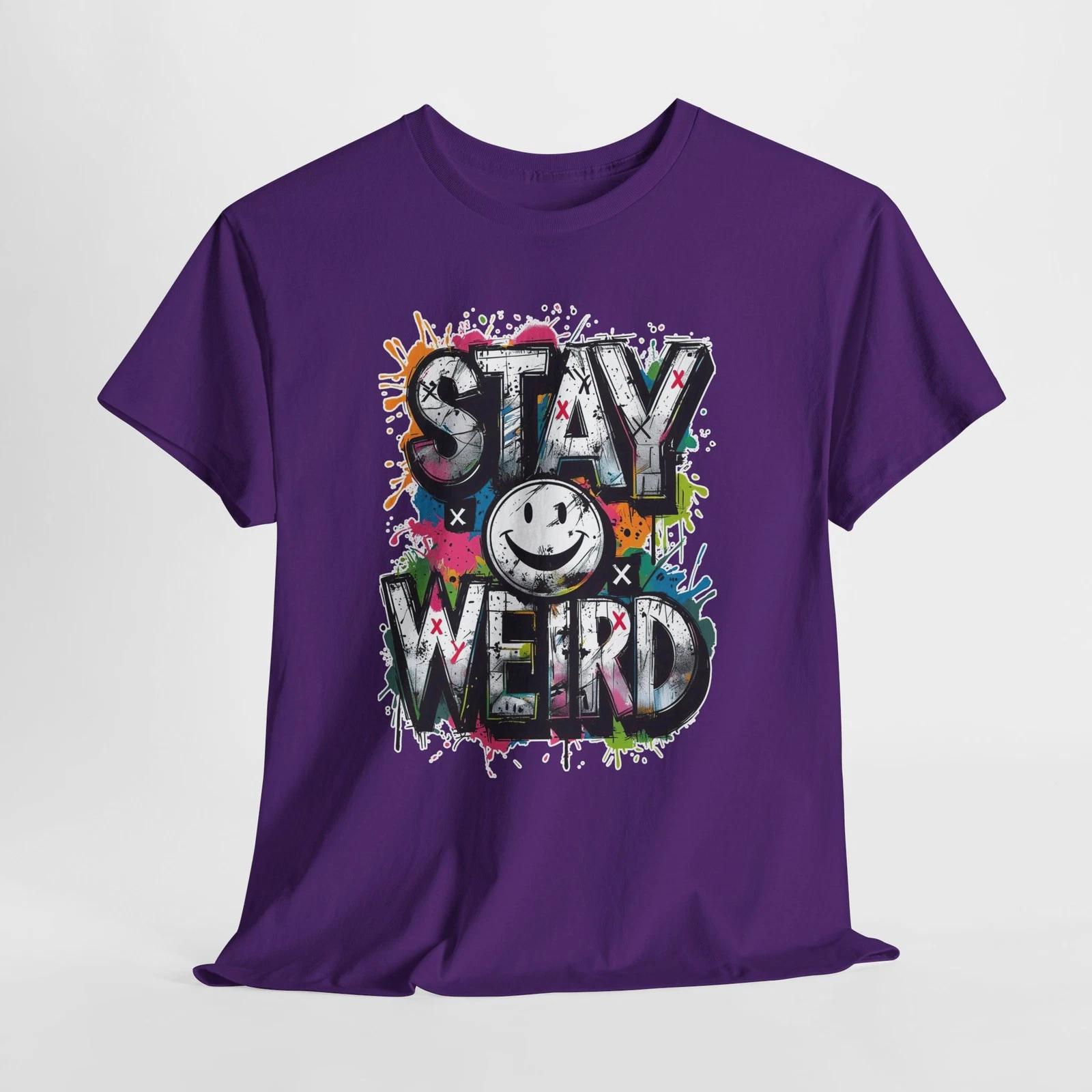 Stay Weird smiley graffiti Tee | colorful splatter street art 3XL