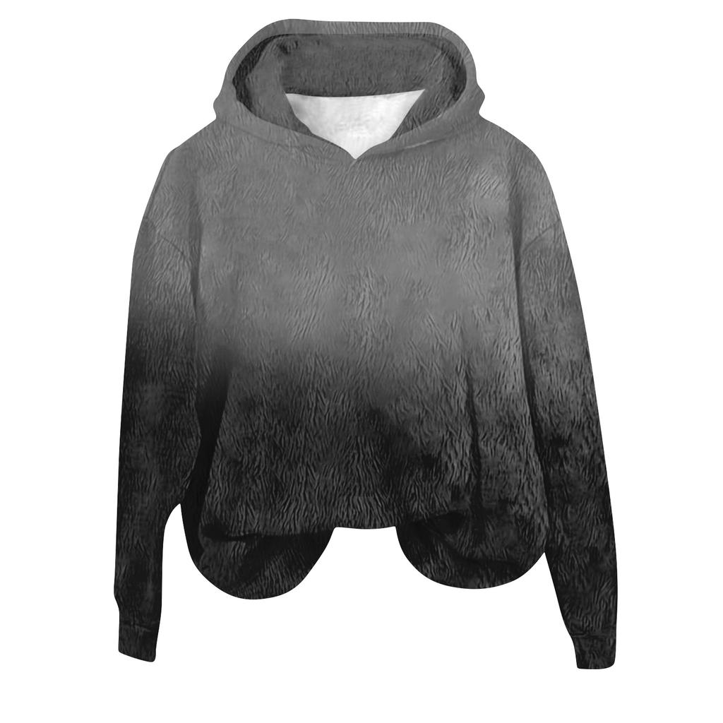Women's Hooded Long Sleeve Printed Flannel Top Hooded Sweatshirt