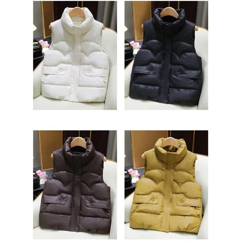 Down Vest Women Autumn Winter Fashion Stand Collar All-Match Warm Sleeveless Waistcoat Jacket Ladies