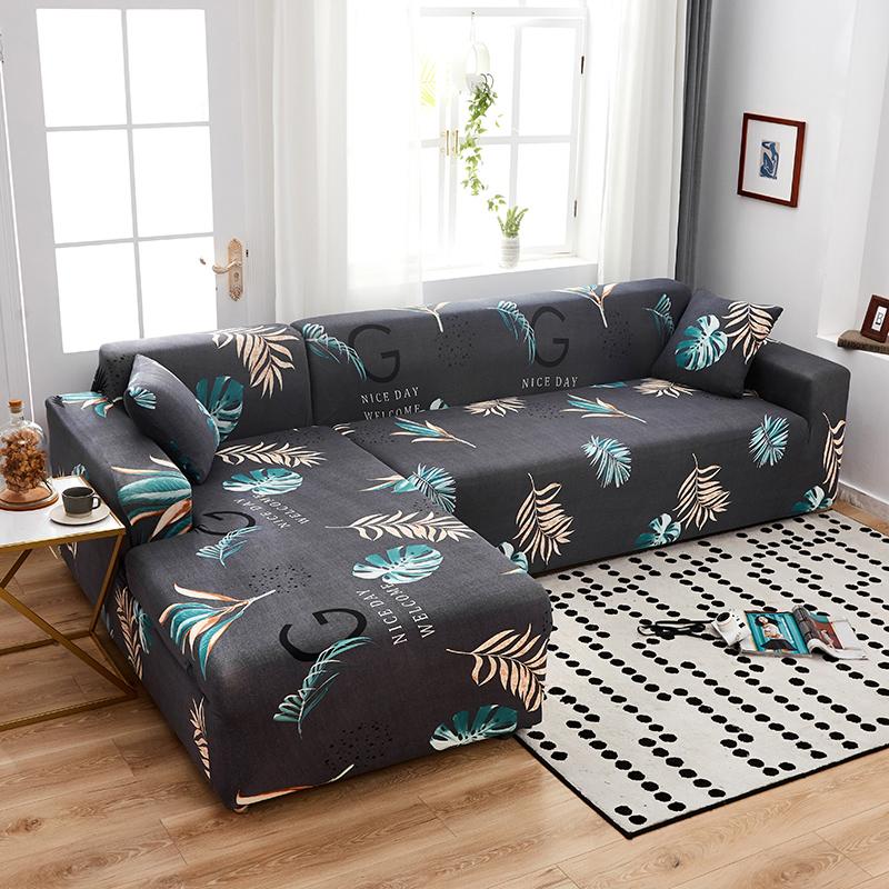 Floral Sofa Cover for Living Room Elastic Stretch Sectional Corner Couch Cover Sofa Towel Slipcovers L Shape needs to buy 2pcs
