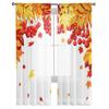 Podzimní javorové listy a bobule Průsvitné závěsy do obývacího pokoje Okna Průhledný voál Tyl Závěsy do ložnice Domácí dekorace