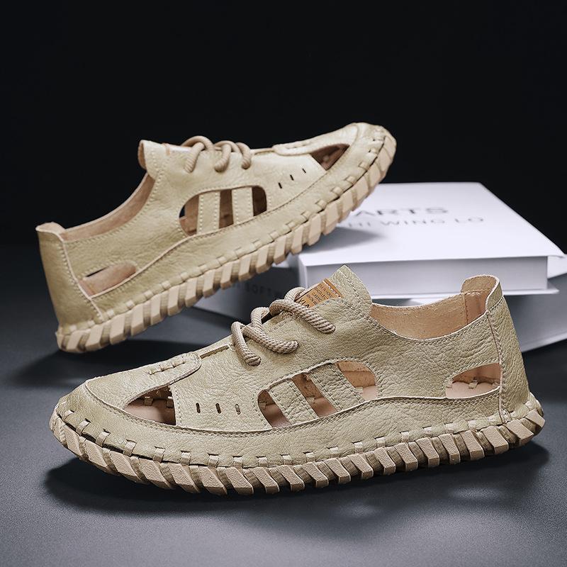 46 Large Size Men's Shoes for Summer Breathable Hollow Large Hole Casual Sports Soft Sole Driving Outdoor Handmade Sandals for Men