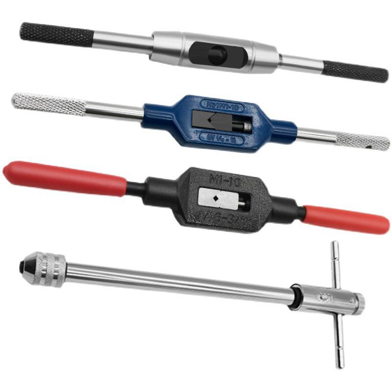Adjustable Ratchet Tap Wrench with Extension Rod, All-Steel Manual Tapping Tool