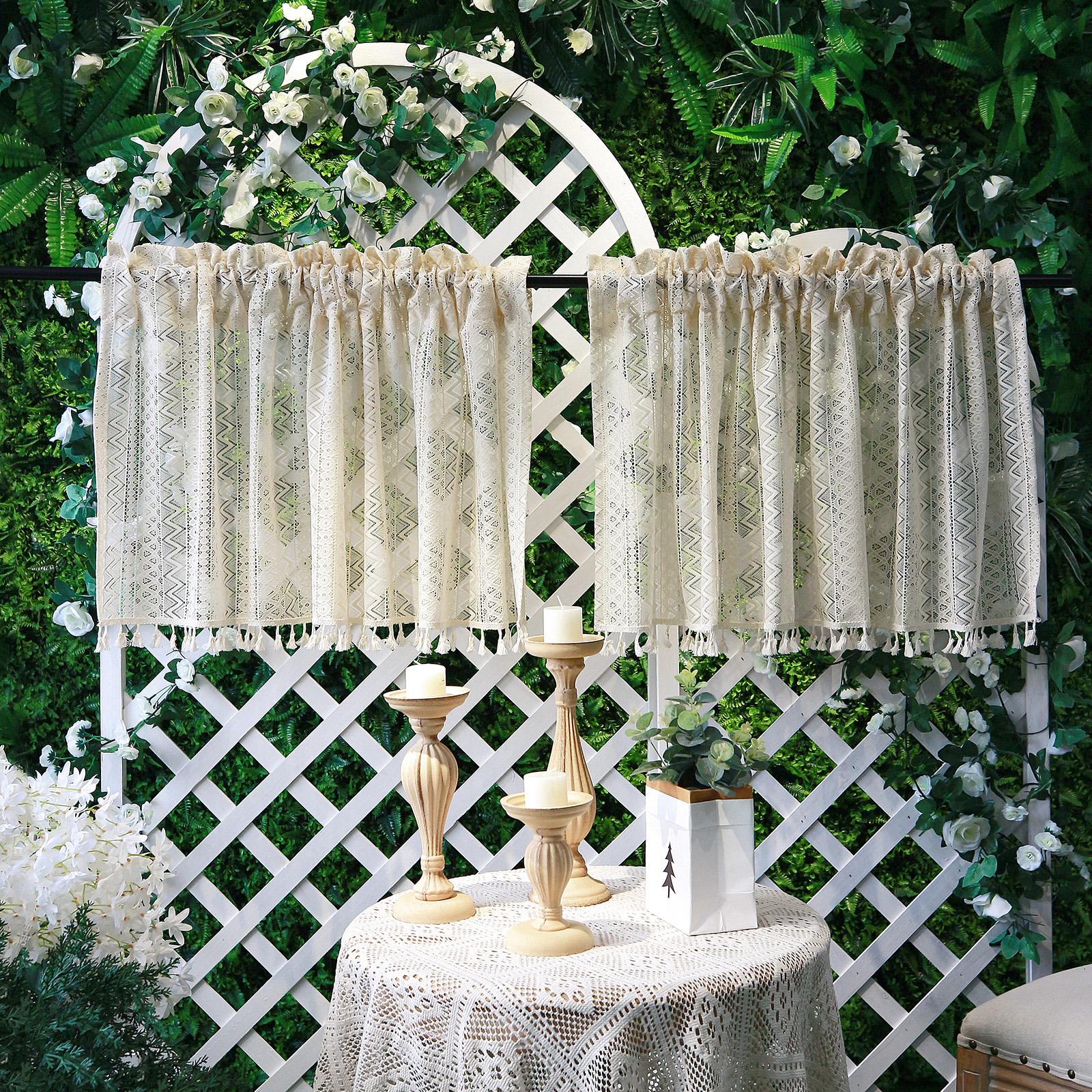 

Оконные прозрачные шторы с кисточками, винтажные кухонные шторы с короткими панелями, карнизами, балдахином, бохо, ажурной марлевой драпировкой, вуалью, прозрачной шторой 60x100cm