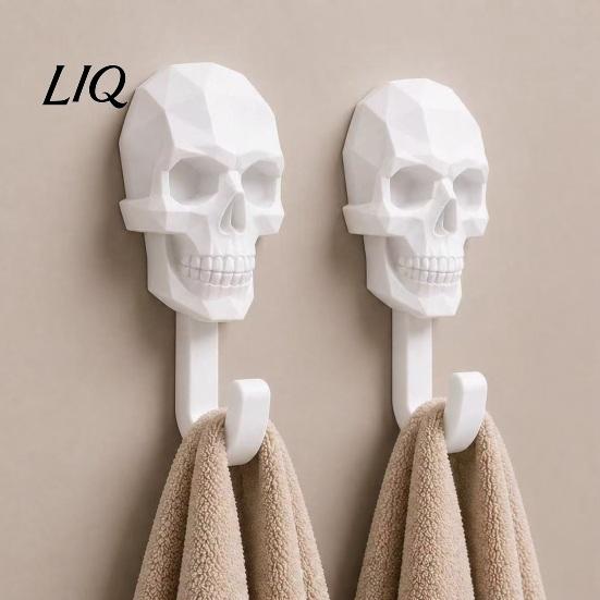 Gaming Room Wall Hanger 2Pcs Hook Up, 3D Printed Skull Design Hooks, No Drilling Decorative Mount Hanger, Waterproof Bathroom Storage for Towels Hats