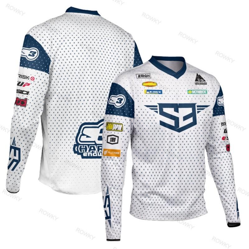 Herren Schnelltrocknendes Langarm-Radtrikot Motorrad-Fahrhemd Mountainbike Downhill Sportoberteil
