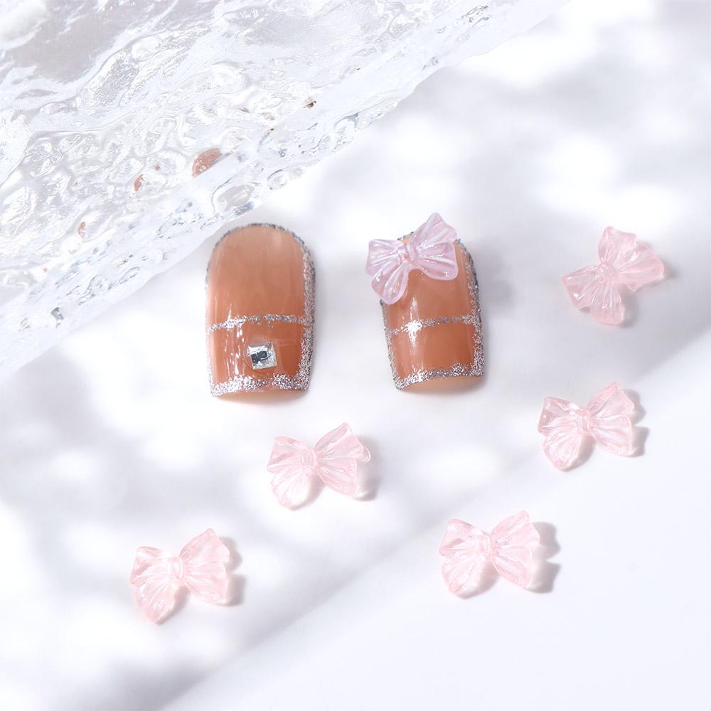 Color Crystal Nail Jewelry Bowknots Nail Rhinestones Bowknot Nail Drills Bow Nail Art Decoration