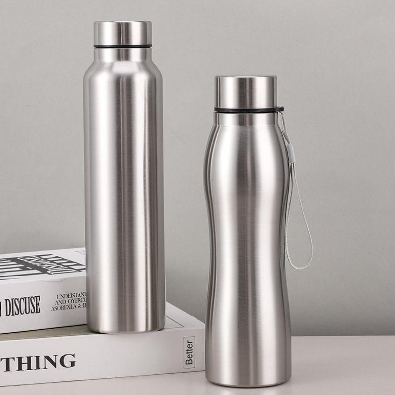 Sticlă de apă din oțel inoxidabil, 1 litru, termos vidat, izolat, simplu, sport, călătorie, camping, sticle de băuturi, cană metalică de apă, botella