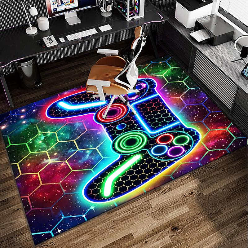 Neon Gaming Controller Office Rug Chair Mat, Game Carpet, Suitable for Front Door, Bedroom, Living Room, Desk, Holiday Gift