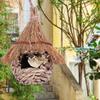 Wren Finch Bird House, Grass Hanging Hut, Parrot Nest Hand Woven Hummingbird for