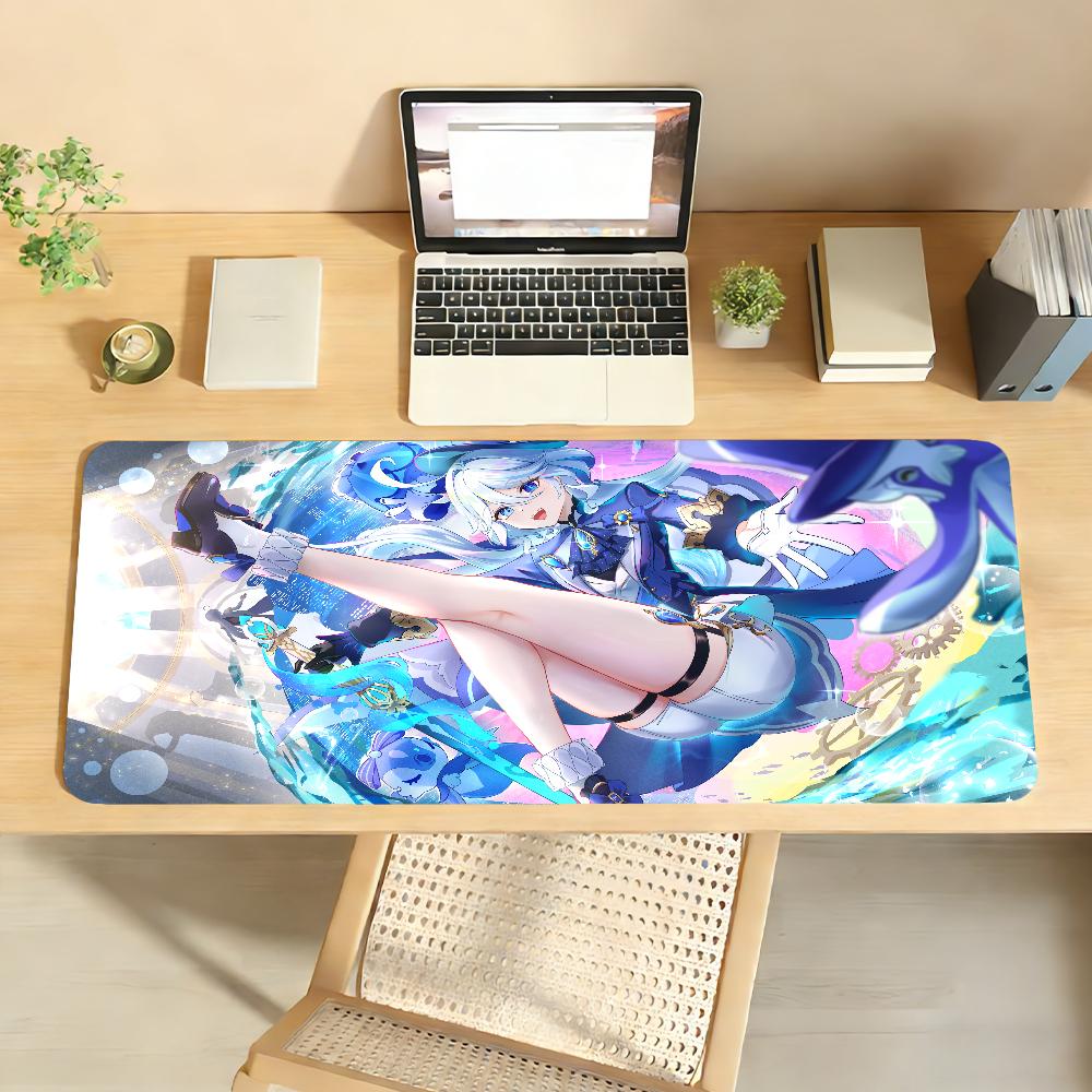 Game Genshin Impact Furina Mouse Pad Anti Slip Rubber Edge Locked Thickened Laptop Gaming Desk Mat