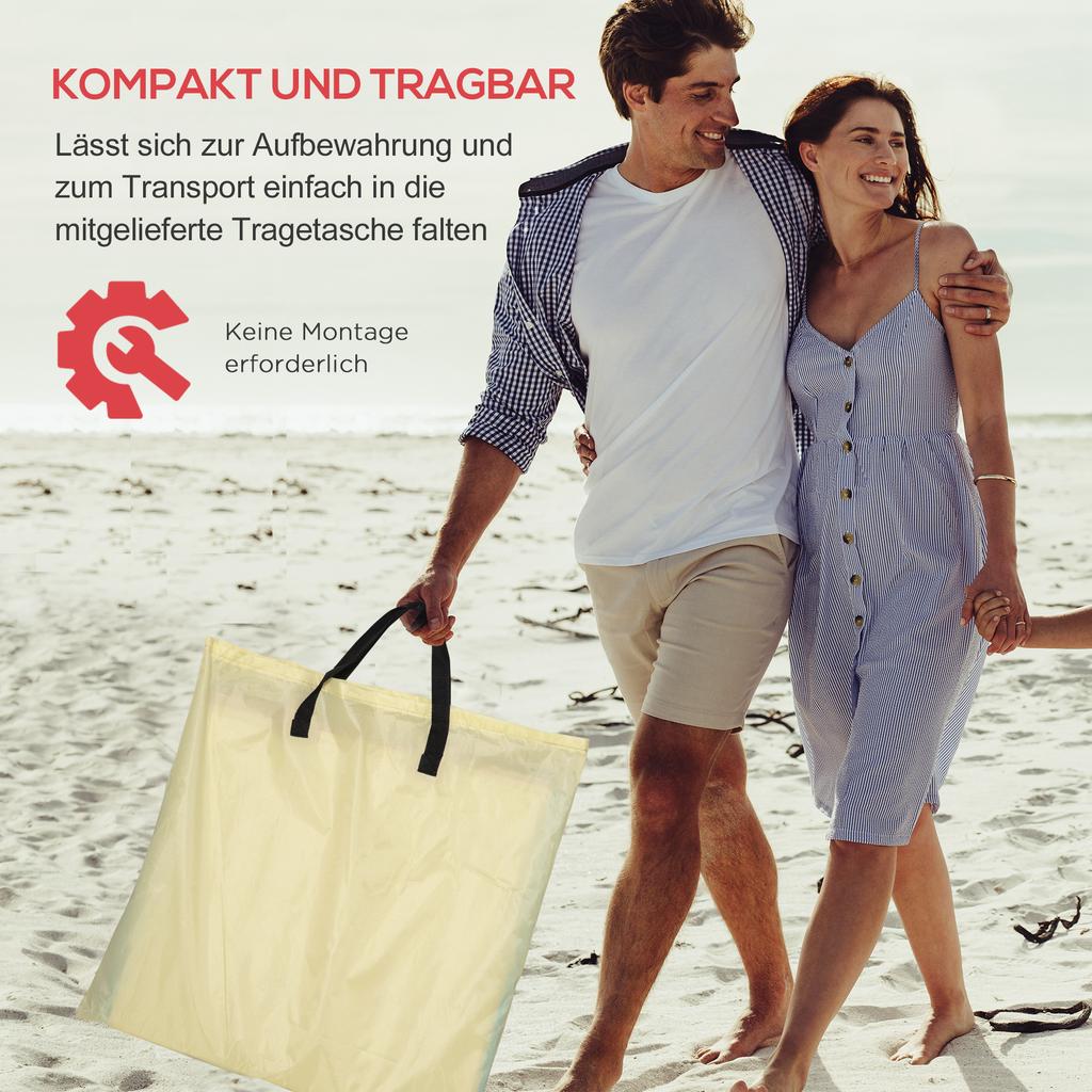Set mit 2 Strandmatten, verstellbar, faltbar, 124L x 53B x 37-50H cm, Beige
