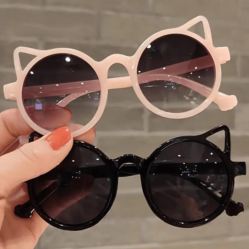 2pcs Colorful Durable  Cute Cat Ear Glasses  Playful Cartoon Design Festive Accessory