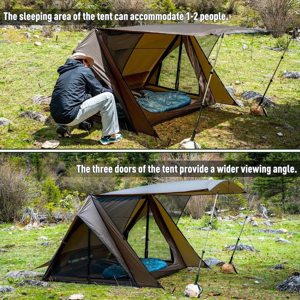 Lightweight Backpacking Tent (20D Nylon) Hiking Tent Camping Bushcraft Shelter 3 Season