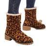 Mittelhoher Absatz Blockabsatz Moderne Stiefel Leopard Knöchel Damen Schuhe im Angebot 2025 Mode Slipper Winter Neuheit Damenstiefel