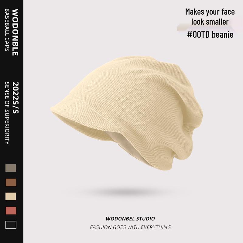 Women's 2023 Small Brim Stacked Beanie: Autumn/Winter Head-Wrapping Wool Hat for a Slimmer Look