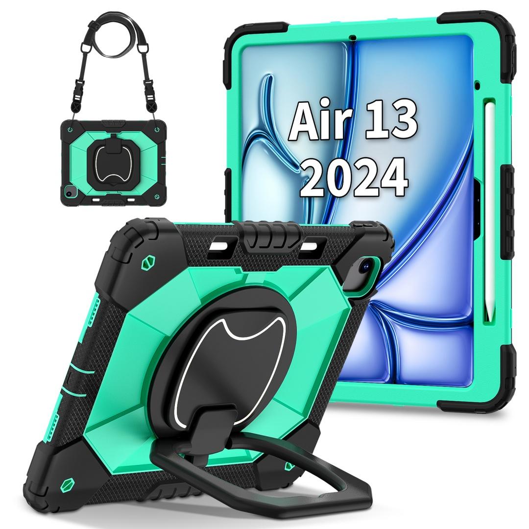 

Для Apple iPad Air 13 (2025)/ iPad Air 13‑дюйма (M3). Поворотна на 360° рукоятка, міцна захисна підставка, ТПУ+ПК, 3-в-1, антидетонаційний ударостійкий чохол для планшетів та ПК iPad Air 13 (2025) м ята зелений колір