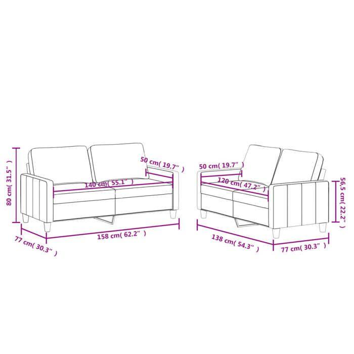 VidaXL Sofa Set with 2 Pcs Cushions, Sofas with Armrests and Backrest, Furniture Set, Living Room Furniture, 3201410