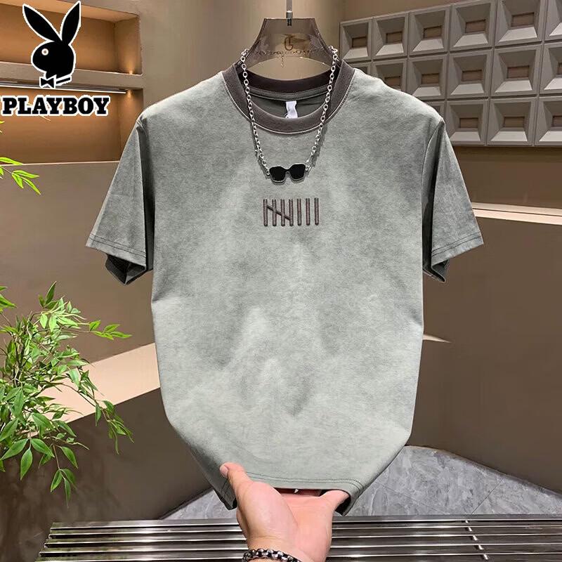 

Playboy Men s Tie-Dye Spliced Short Sleeve T-Shirt M