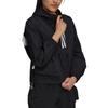 Adidas Color Block Striped Logo Print Hooded Jacket Women Jackets Black GT9754