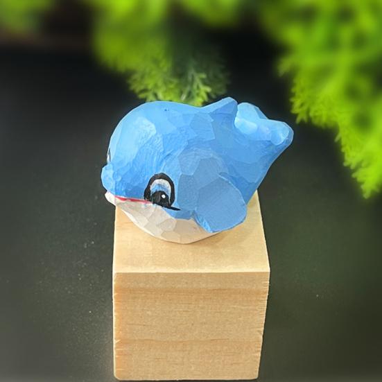 Hand-Carved Wooden Dolphin Figurine Cute Dolphin Statue Ocean Animal Desk & Home Decor, Handmade Wood Dolphin Ornament, Unique Gift for Animal Lovers