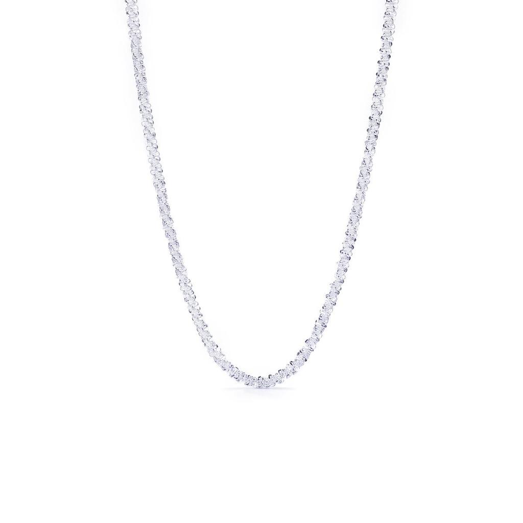 Cross Sparkling Silver-Plated Star Necklace - Women's Simple Clavicle Choker with Cauliflower Chain.