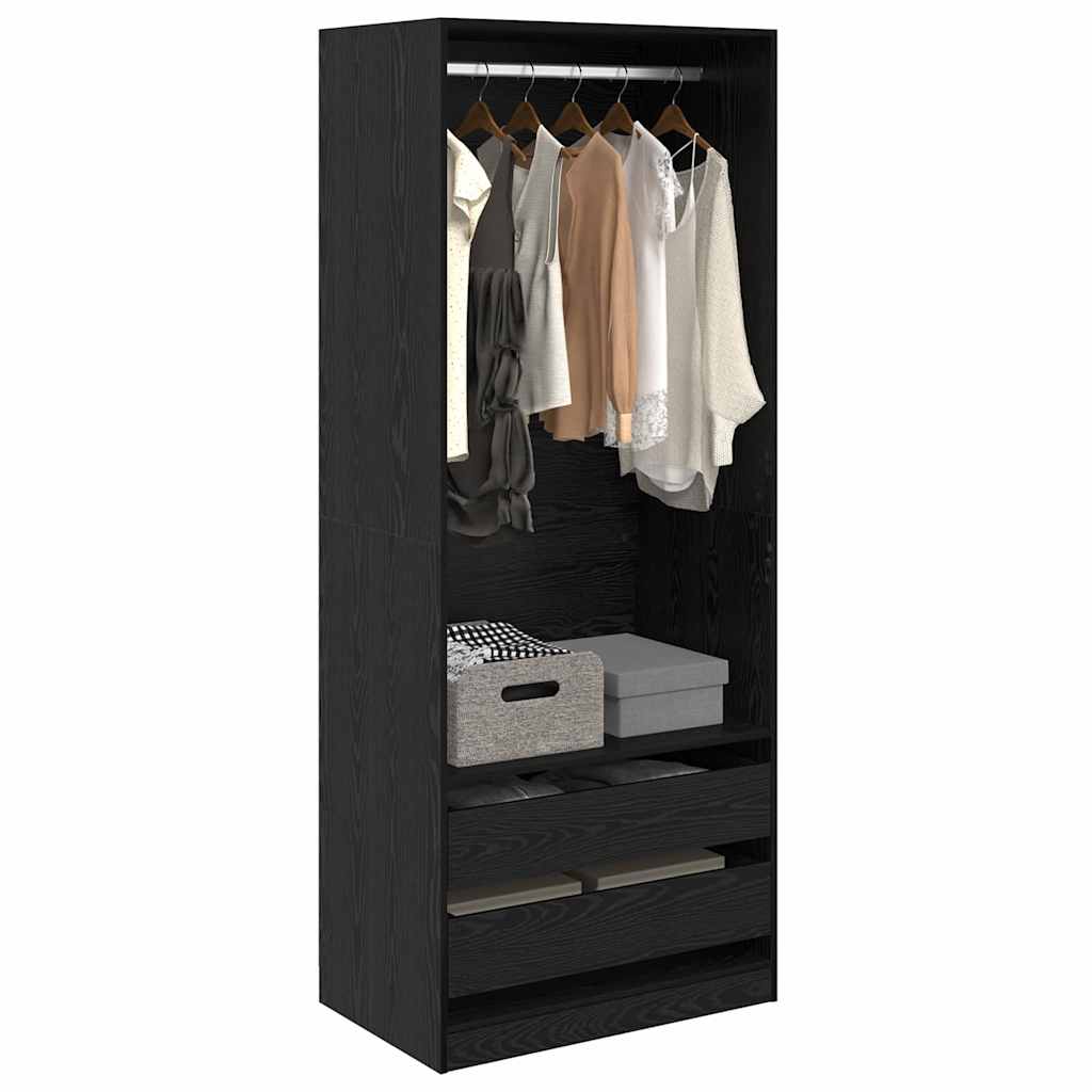 Zwarte Kledingkast met Eikenlook 31,5 x 19,7 x 79,9 inch (80 x 50 x 203 cm)
