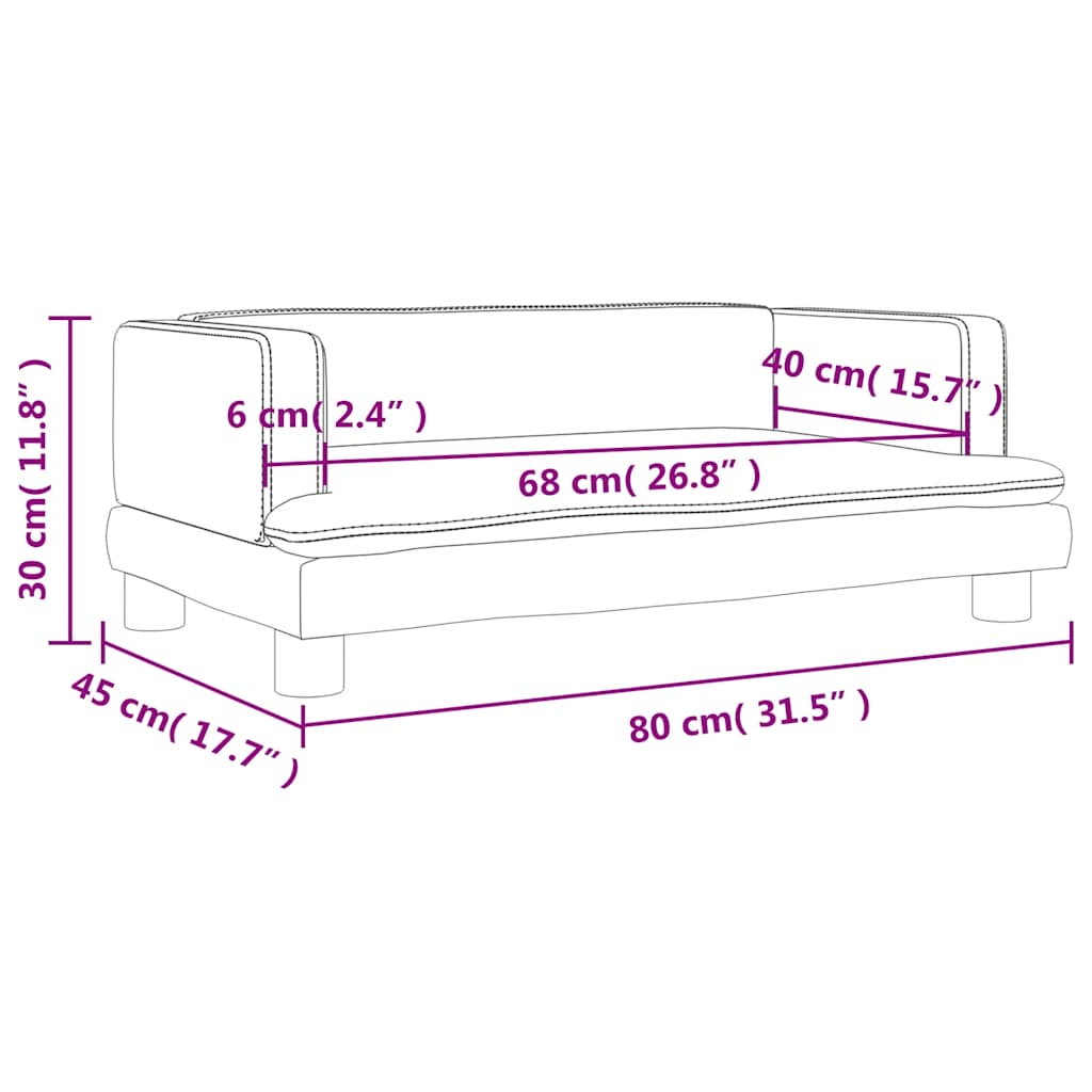 Kids Sofa Cream 80 x 45 x 30 cm Velvet