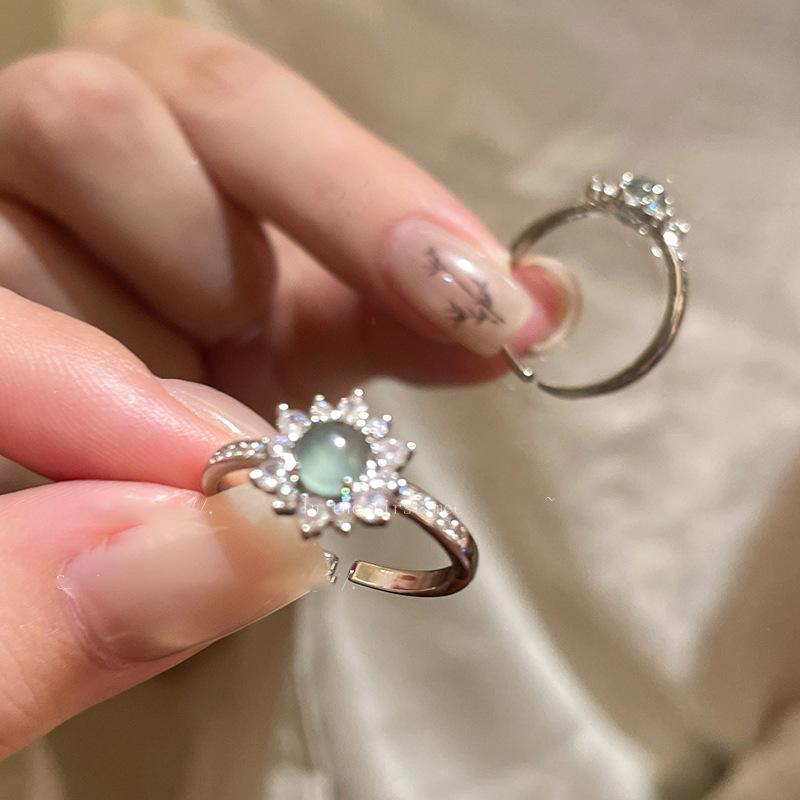 New Chinese Zircon Water Drop Gourd Adjustable Ring Cold Feeling Index Finger Ring Retro Jewelry Women