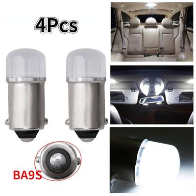 4 szt. Super jasne 12V światła samochodowe led ceramiczne żarówki LED COB BA9S T4W oświetlenie tablicy rejestracyjnej samochodu lampka do czytania biała