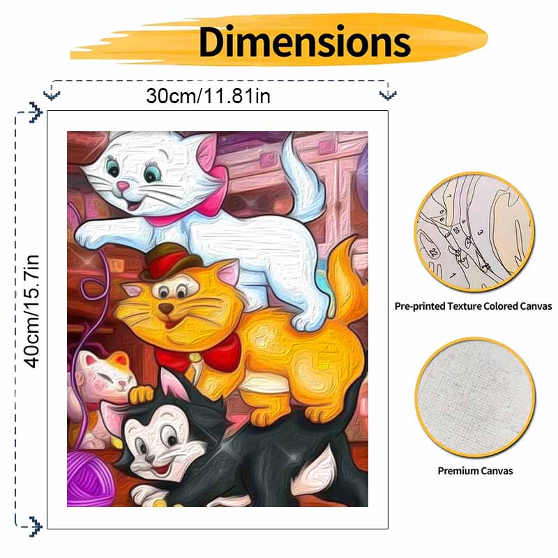 Disney Oil Painting Marie Cat and Kittens Painting Art Handmade Diy Painting Home Decoration Gift