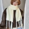 Luochi Knitting~Candy Color Plush Scarf: Soft, Skin-Friendly, Warm Tassels & Braids, Versatile Winter Neck Warmer for Women.