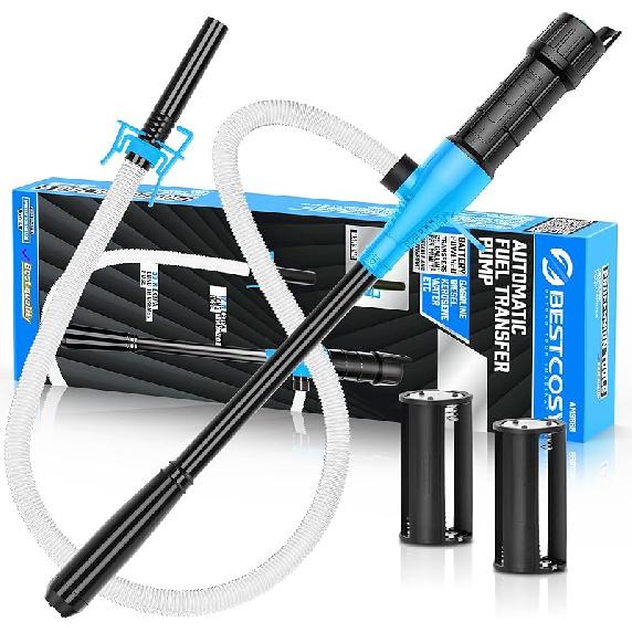 Portable Transfer Pump Battery Operated Electric Siphon Pump For Gas, Fuel, Diesel, Water Transfer 2.4 GPM Flow Oil Extractor, 47 Inches Hose-Easy To