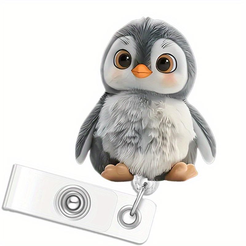 2D Penguin Retractable Badge Holder, Ideal for Nurses, Doctors, and Nursing Students.