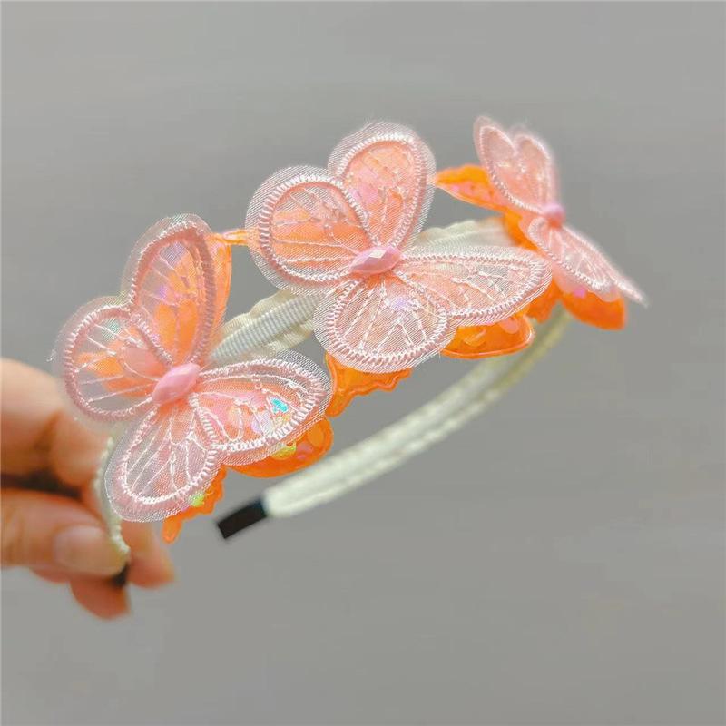 New Embroidered Butterfly Plastic Hairband for Children Girls 11cm Princess BB Clip Hairpin Accessories