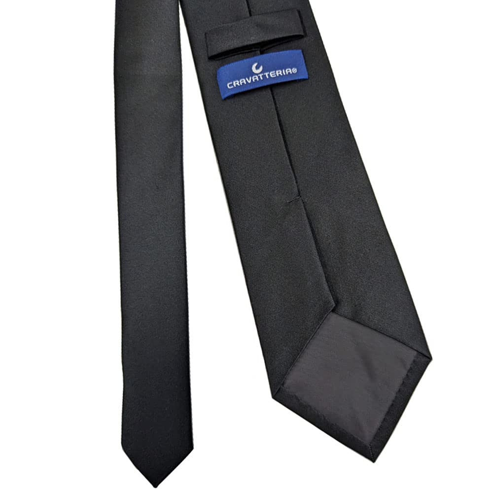 Formal Tie, Black, Silk, Satin, Plain, Suitable for Funerals, Wakes, Memorial Services, Formal Occasions, Water-repellent, Oil-repellent,