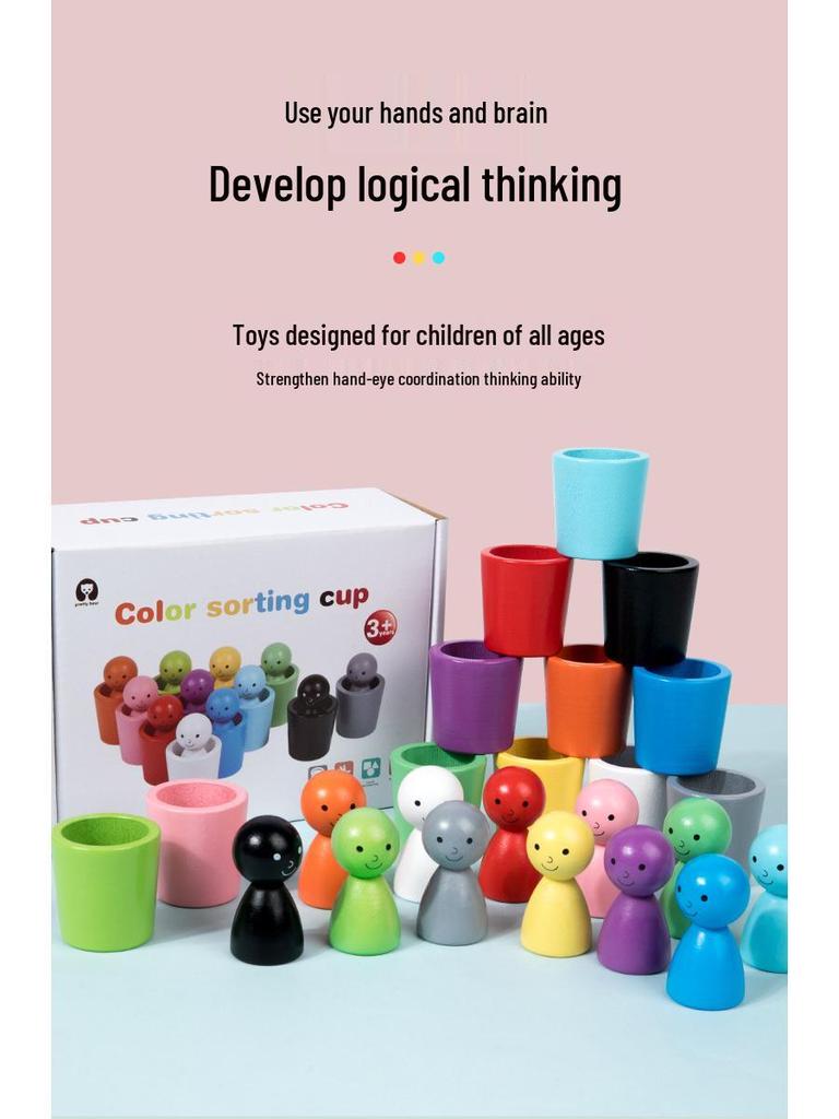 Cross-border Montessori Color Sorting Cups for Children's Concentration and Fine Motor Skills Development