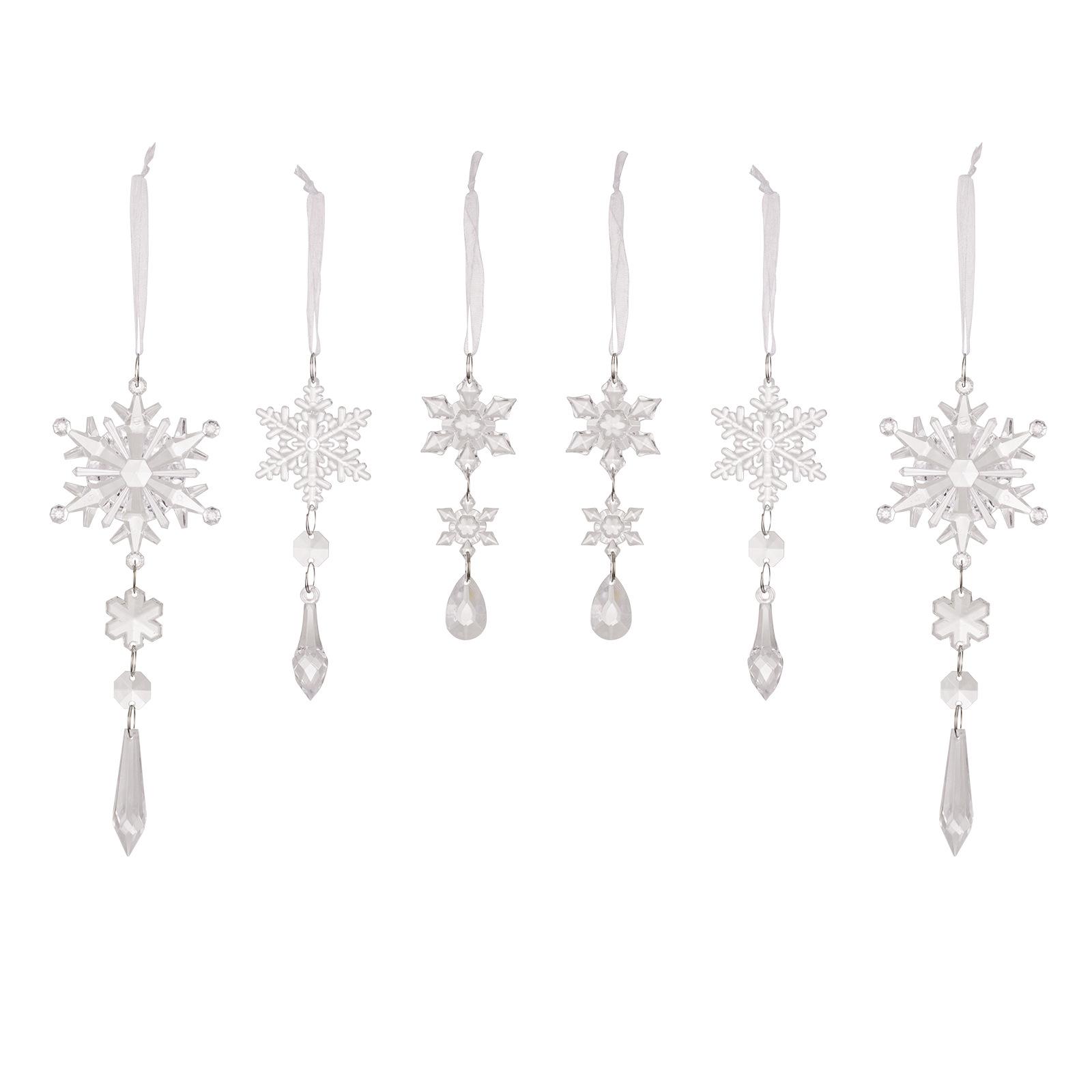 

6/10 шт. Рождественские снежинки, акриловые имитация снежинок, ледяной бар, подвесное украшение для рождественской елки, рождественское украшение для дома 6pcs