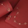 Tichya Four-Leaf Clover Necklace In Sterling Silver with Rose Gold and Red Agate Pendant for Women.