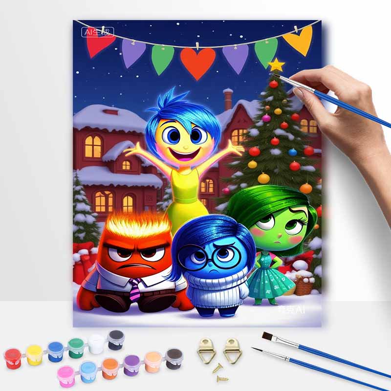 Disney digital oil painting Christmas emotion characters hand painting home decoration painting 20x30cm